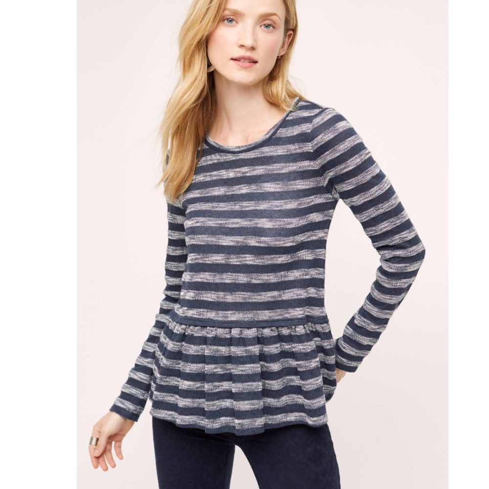 ANTHROPOLOGIE: Striped Navy Knit